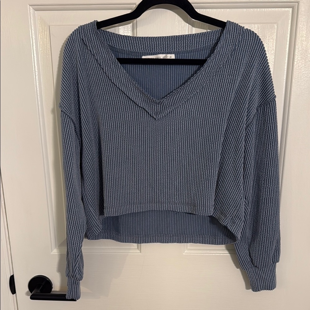 ALTAR’D STATE V Neck Ribbed Boxy Crop Top Size S